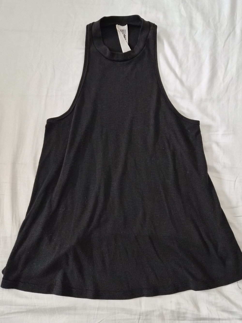 Free People Black Ribbed Mock Neck Tank
